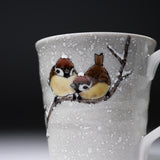 Kutani ware Mug Cup - Nakamura Toshito - Sparrow in the Snow / 九谷焼  マグカップ