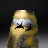 Kutani ware Premium Slim Vase - Crane and Golden Tree / 九谷焼 花瓶
