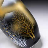 Kutani ware Premium Slim Vase - Crane and Golden Tree / 九谷焼 花瓶