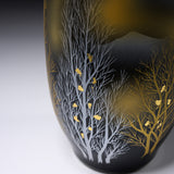 Kutani ware Premium Slim Vase - Crane and Golden Tree / 九谷焼 花瓶