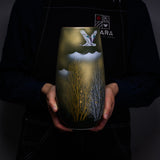 Kutani ware Premium Vase - Crane and Golden Tree / 九谷焼 花瓶