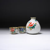 Kutani ware Sake Set - Camellia Flower / 九谷焼 酒器セット