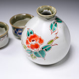 Kutani ware Sake Set - Camellia Flower / 九谷焼 酒器セット