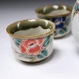 Kutani ware Sake Set - Camellia Flower / 九谷焼 酒器セット