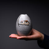 Kutani ware Vase - Nakamura Toshito - Friendly Sparrow in Snow / 九谷焼