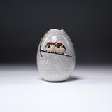 Kutani ware Vase - Nakamura Toshito - Friendly Sparrow in Snow / 九谷焼