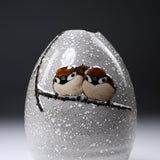 Kutani ware Vase - Nakamura Toshito - Friendly Sparrow in Snow / 九谷焼