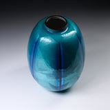 Kutani ware Vase - Indigo Ginsai / 九谷焼 花器