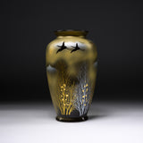 Kutani ware Vase - Crane in the Forest / 九谷焼 花瓶