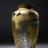 Kutani ware Vase - Crane in the Forest / 九谷焼 花瓶