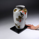 Kutani ware Vase with Tray in Wooden Box - Yamada Ryuzan / 九谷焼 花瓶 山田龍山