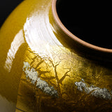 Kutani ware Vase with Wooden Gift Box - Gold Leaf with Crane / 九谷焼 花瓶