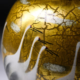 Kutani ware Vase with Wooden Gift Box - Gold Leaf with Crane / 九谷焼 花瓶
