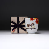 Kutani ware Yunomi Tea Cup - Nakamura Toshito - Autumn Sparrow / 九谷焼  湯呑み