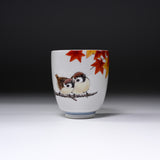 Kutani ware Yunomi Tea Cup - Nakamura Toshito - Autumn Sparrow / 九谷焼  湯呑み