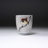 Kutani ware Yunomi Tea Cup - Nakamura Toshito - Sparrow in Snow / 九谷焼  湯呑み