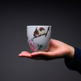 Kutani ware Yunomi Tea Cup - Nakamura Toshito - Spring Sparrow / 九谷焼  湯呑み