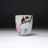 Kutani ware Yunomi Tea Cup - Nakamura Toshito - Spring Sparrow / 九谷焼  湯呑み