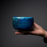 Kyo Kiyomizu Ware Handmade Matcha Bowl - Blue Coral / 俊山窯 抹茶碗