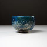 Kyo Kiyomizu Ware Handmade Matcha Bowl - Blue Coral / 俊山窯 抹茶碗