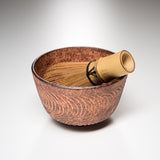 Kyo Kiyomizu Ware Handmade Matcha Bowl - Nejiri-sogimon Reddish Brown / 京焼・清水焼き 抹茶碗