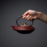 Kyo Kiyomizu Ware Cast Iron Teapot - Red Komon 410 ml / 南部鉄器