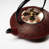 Kyo Kiyomizu Ware Cast Iron Teapot - Red Komon 410 ml / 南部鉄器