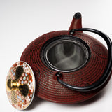 Kyo Kiyomizu Ware Cast Iron Teapot - Red Komon 410 ml / 南部鉄器