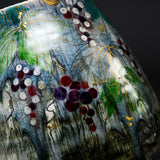 Fujihira Seibun Kiln Kyo-Kiyomizu Ware Flower Vase - Grape Painted Vase / 藤平正文窯