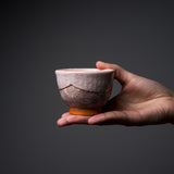 Kyo Kiyomizu Ware Hand made Kumidashi Tea Cup - Karakusa Pink / 京焼・清水焼き