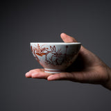 Kyo Kiyomizu Ware Hand made Kumidashi Tea Cup - Red Kozanji  / 京焼・清水焼き