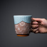 Kyo Kiyomizu Ware Hand Made Mug Cup - Karakusa Blue / 京焼・清水焼き