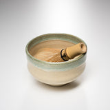 Kyo Kiyomizu Ware Handmade Small Matcha Bowl - Fuchi Oribe / 京焼・清水焼き