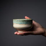 Kyo Kiyomizu Ware Handmade Small Matcha Bowl - Fuchi Oribe / 京焼・清水焼き