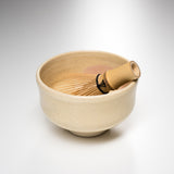 Kyo Kiyomizu Ware Handmade Small Matcha Bowl - Yellow Hakeme / 京焼・清水焼き