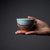 Kyo Kiyomizu Ware Hand made Kumidashi Tea Cup - Karakusa Blue / 京焼・清水焼き