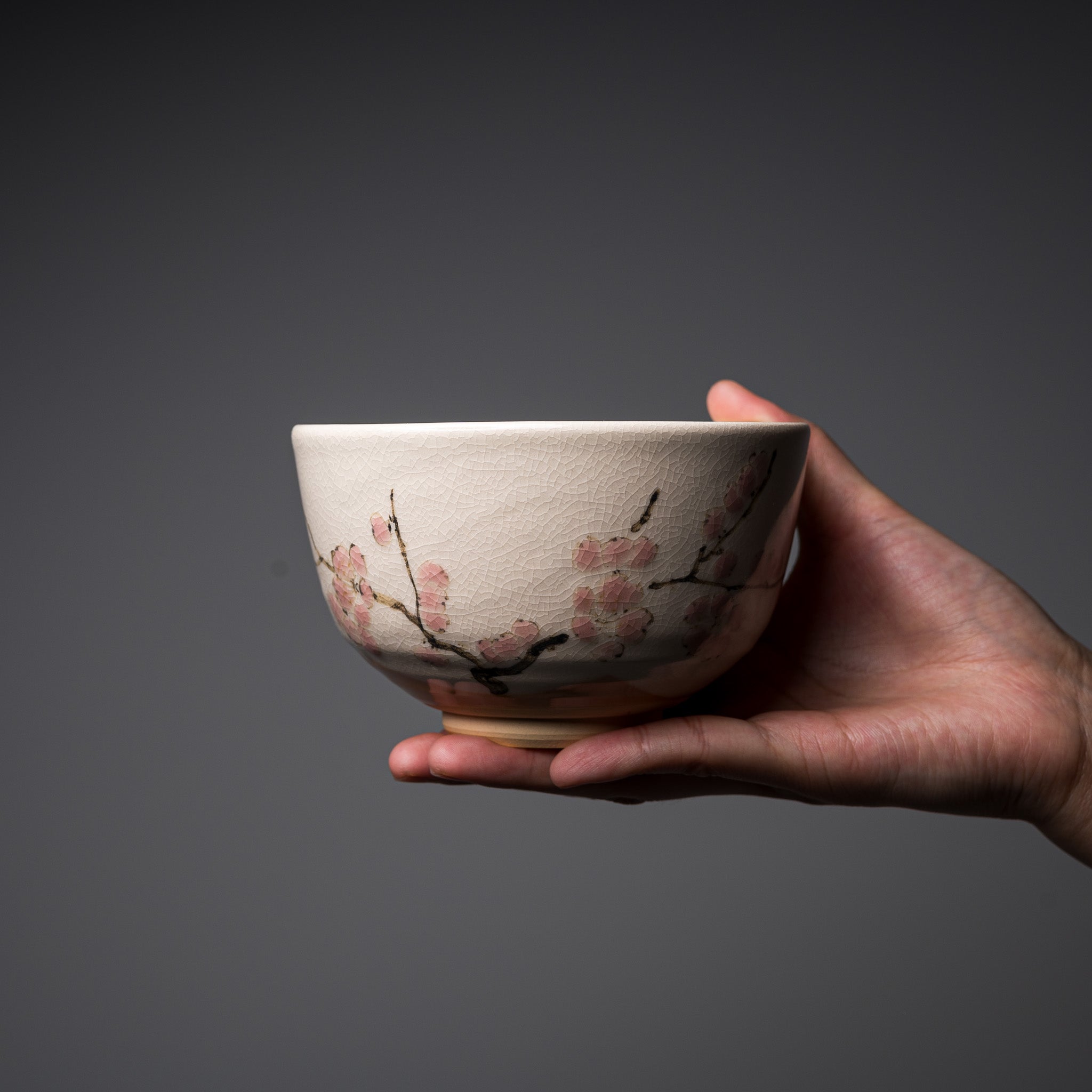 Kyo Kiyomizu Ware Handmade Matcha Bowl - Kouhaku Edaume  / 京焼・清水焼き