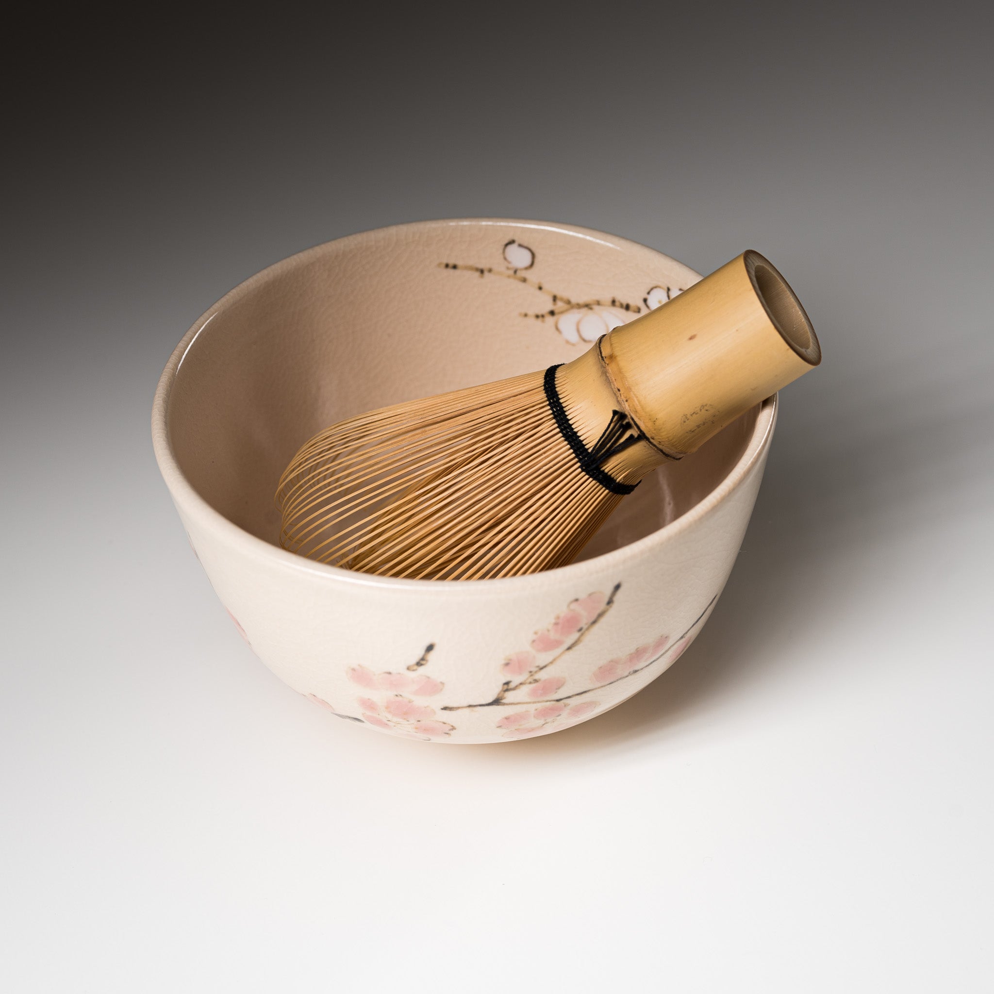 Kyo Kiyomizu Ware Handmade Matcha Bowl - Kouhaku Edaume  / 京焼・清水焼き
