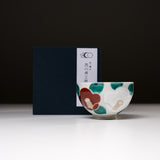 Kyo Kiyomizu Ware Hand made Kumidashi Tea Cup - Camellia Red  / 京焼・清水焼き