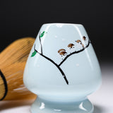 Kyo Kiyomizu Ware Matcha Whisk Stand - Snow Sparrow / 茶筅立て