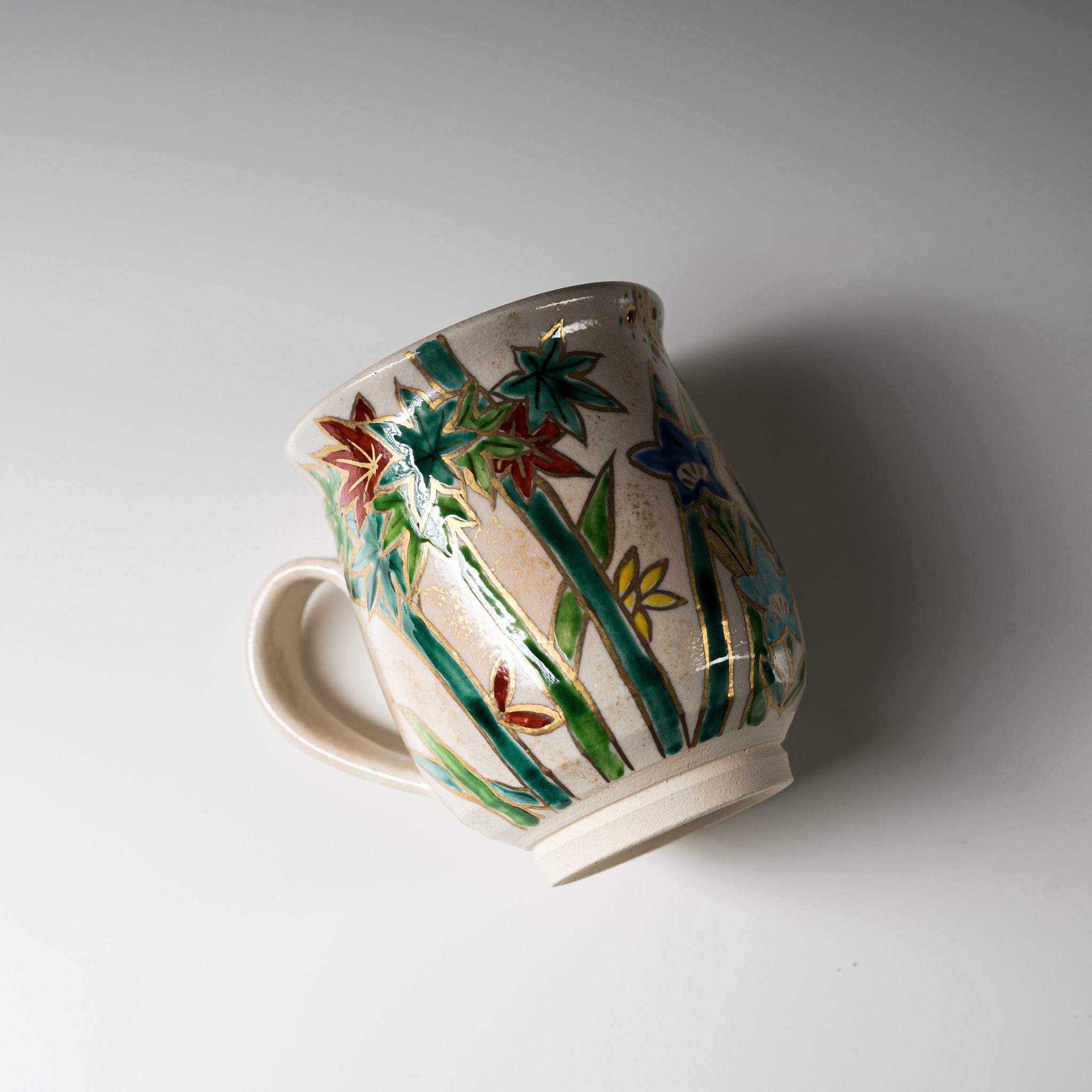 Kyo Kiyomizu Ware Hand made Mug Cup - Kinsai Flower / 京焼・清水焼き