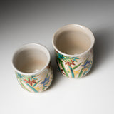 Kyo Kiyomizu Ware Hand made Pair Cup - Kinsai Flower / 京焼・清水焼き