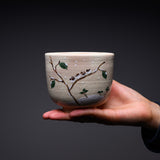 Kyo Kiyomizu Ware Yunomi Cup - Snow Sparrows / 京・清水焼 湯呑み