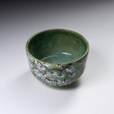 Fujihira Seibun Kiln Kyo Kiyomizu Ware Matcha Bowl - Blossom Green / 藤平正文窯