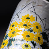 Fujihira Seibun Kyo-Kiyomizu Ware Flower Vase - Autumn Vase with Kiku / 藤平正文窯