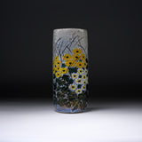 Fujihira Seibun Kyo-Kiyomizu Ware Flower Vase - Autumn Vase with Kiku / 藤平正文窯