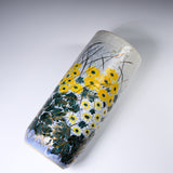 Fujihira Seibun Kyo-Kiyomizu Ware Flower Vase - Autumn Vase with Kiku / 藤平正文窯