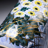 Fujihira Seibun Kyo-Kiyomizu Ware Flower Vase - Autumn Vase with Kiku / 藤平正文窯