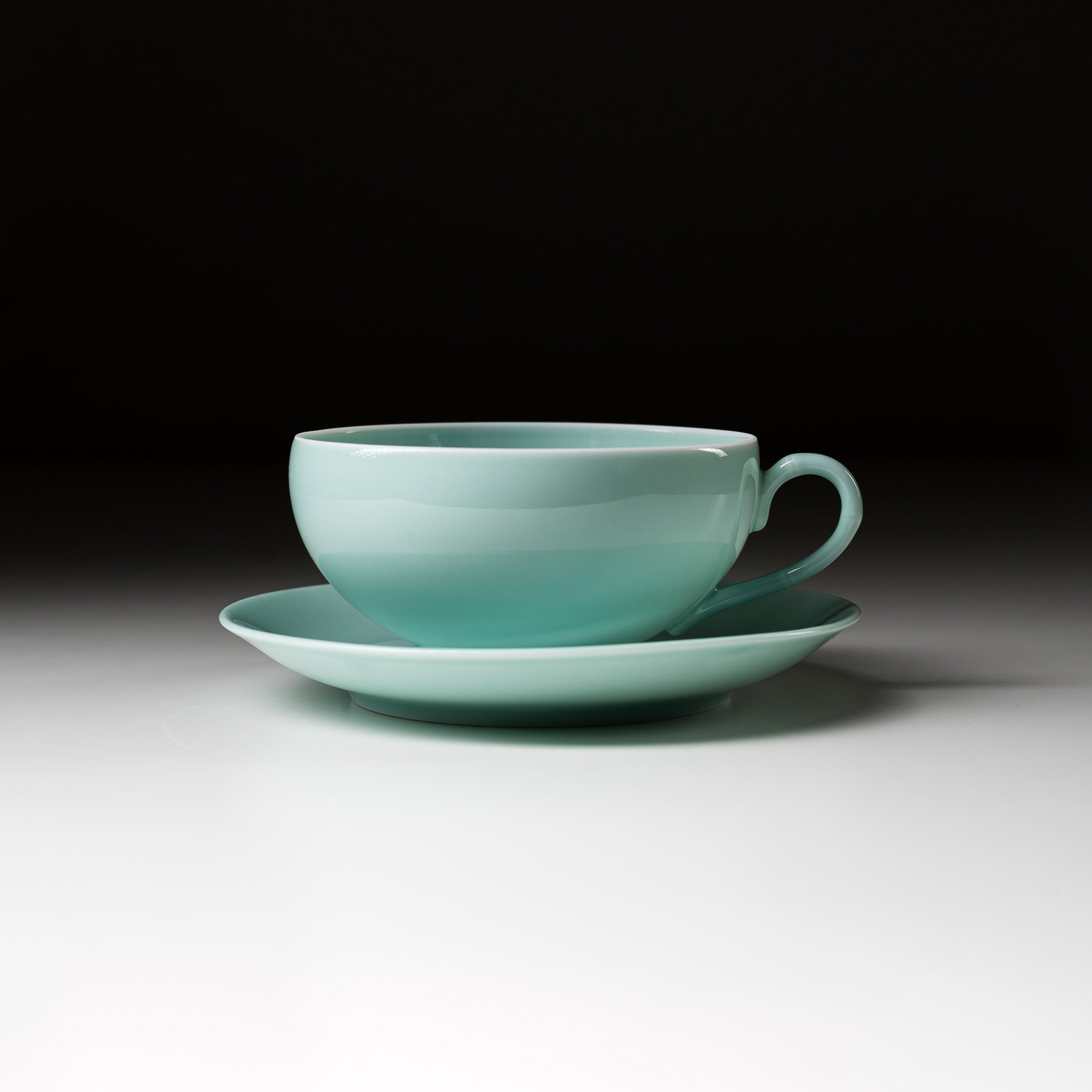 Kyo Kiyomizu Ware Hand made Cup & Saucer Set - Tiffany Blue / 京焼・清水焼き