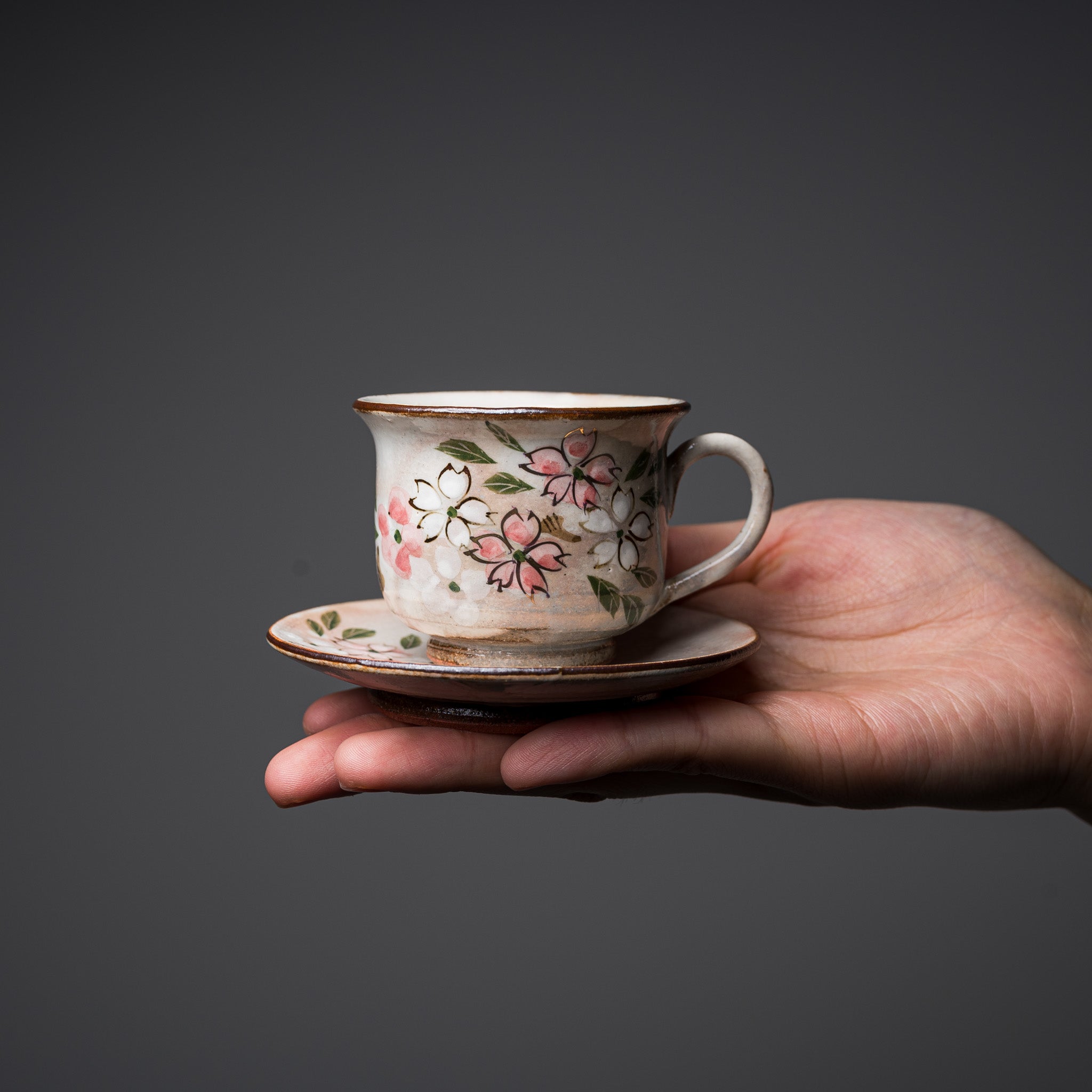 Kyo Kiyomizu Ware Hand made Mini Espresso Cup Set - Sakura / 京焼・清水焼き